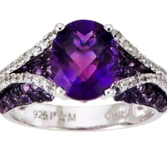 Amethyst & Diamond Cut White Topaz 3.35 Cttw NWOT